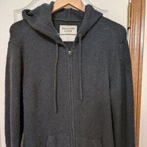 Abercrombie & Fitch Hoodie Mens L Navy Knit Full Zip Sweater Jacket Moose Y2K